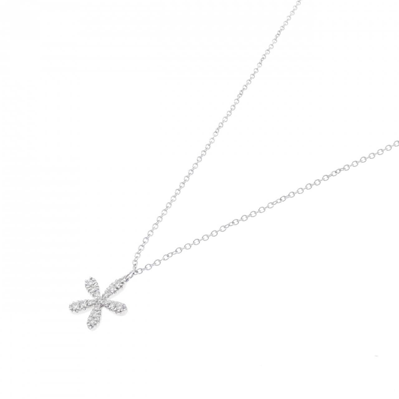 750WG フラワー ダイヤモンド ネックレス 0.27CT