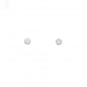 K10WG ソリティア ダイヤモンド ピアス 0.10CT