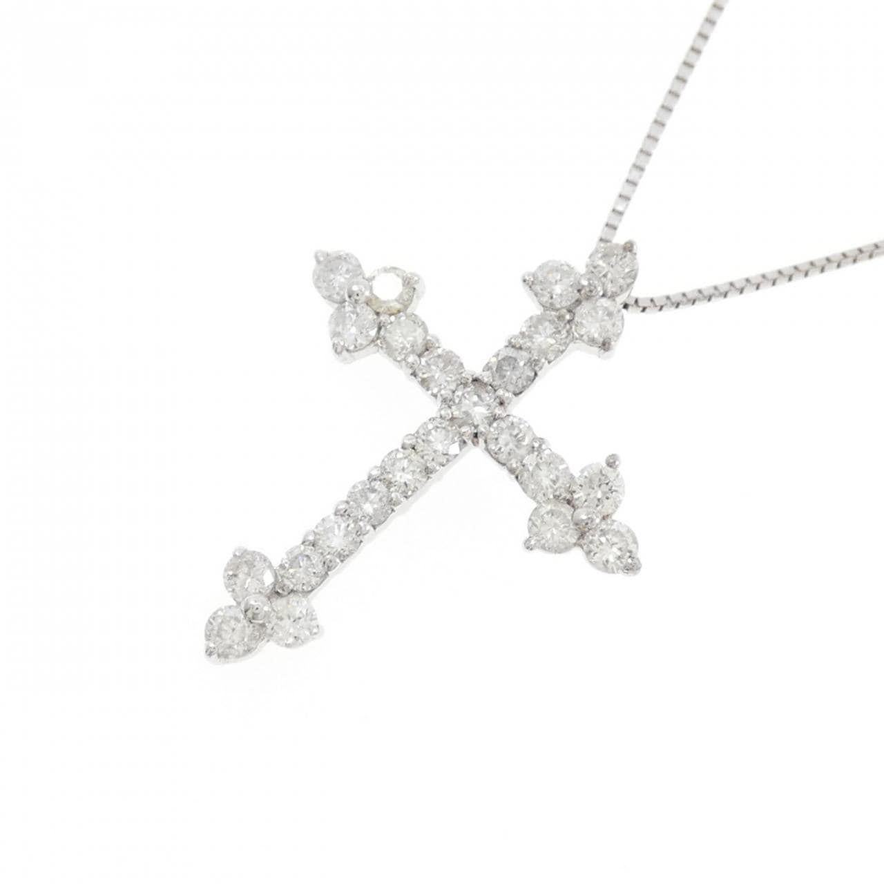 K18WG クロス ダイヤモンド ネックレス 1.00CT
