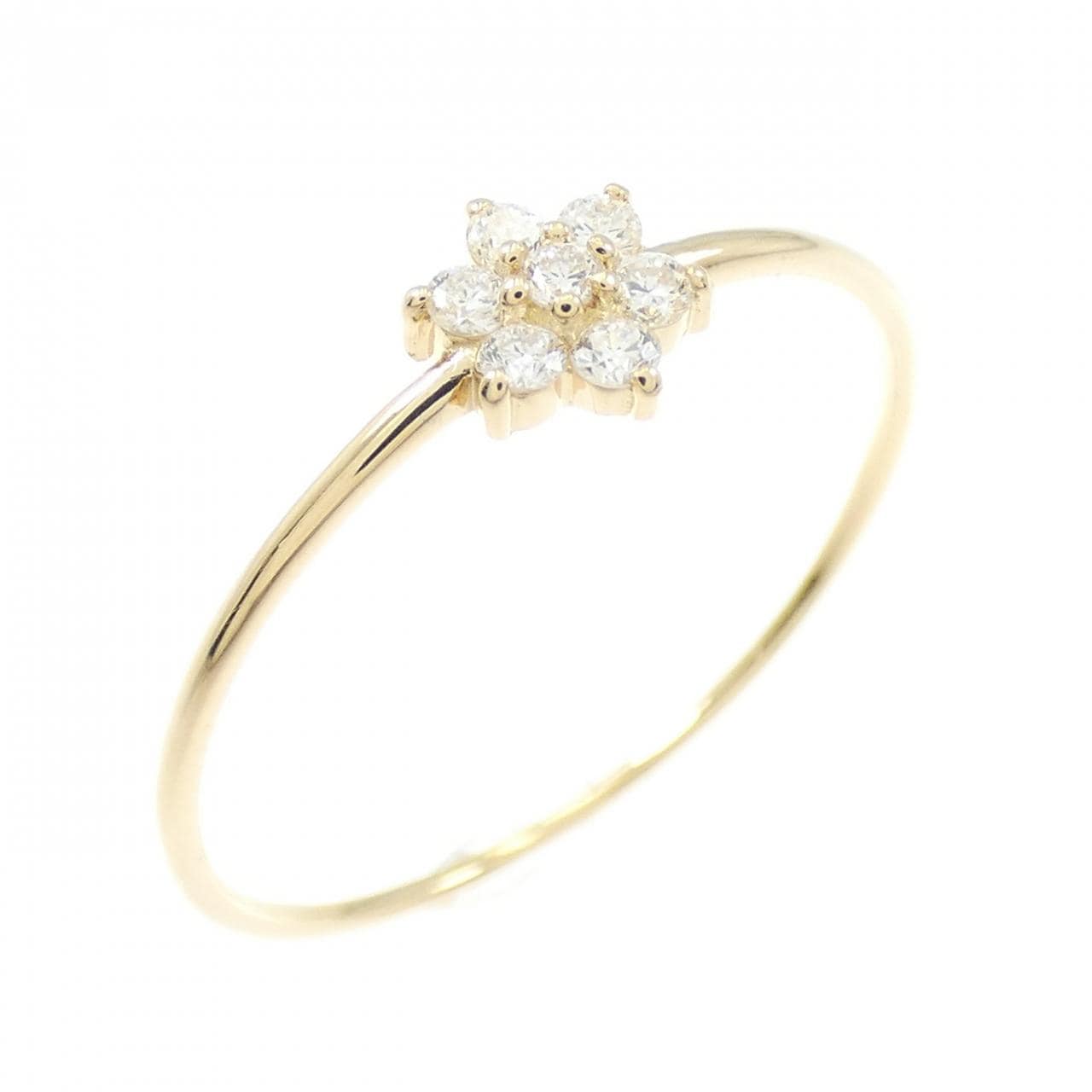 【リメイク】K18YG フラワー ダイヤモンド リング 0.10CT