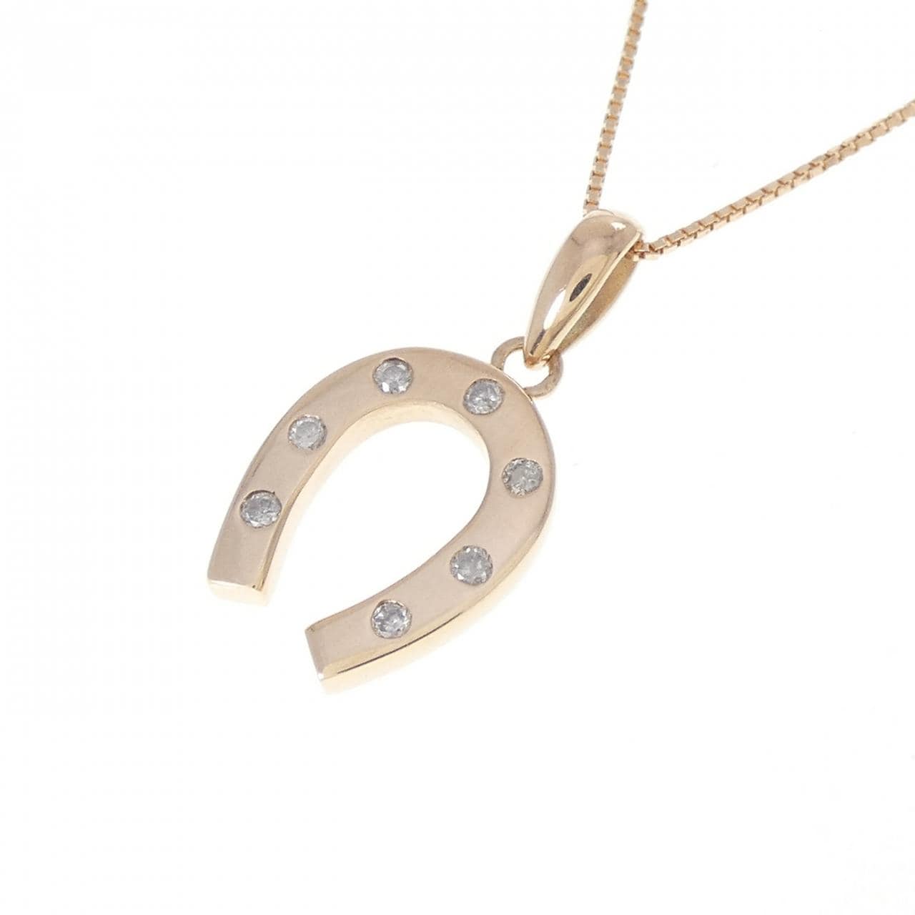 K10PG ホースシュー ダイヤモンド ネックレス 0.07CT