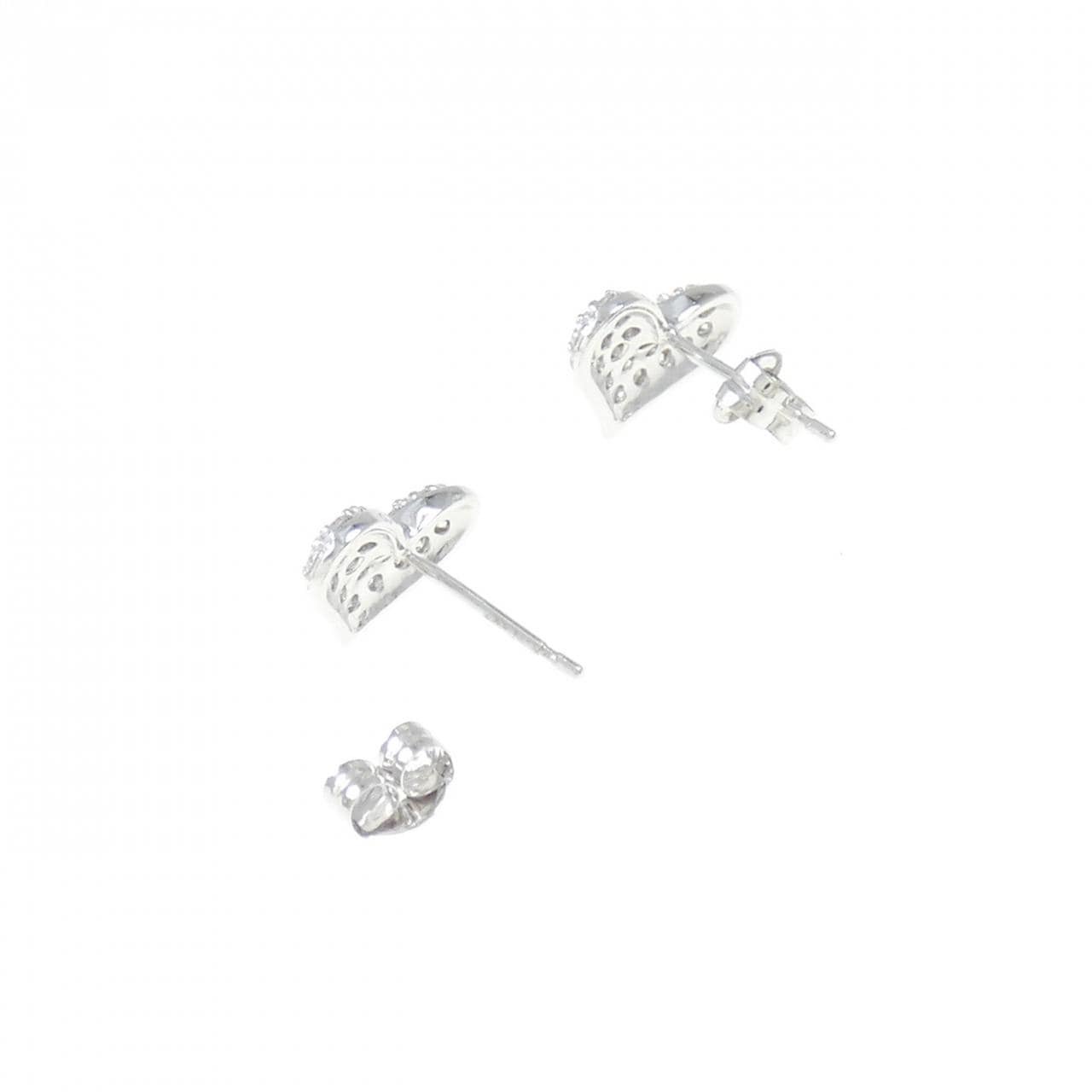 K18WG Pave Heart Diamond Earrings 0.40CT