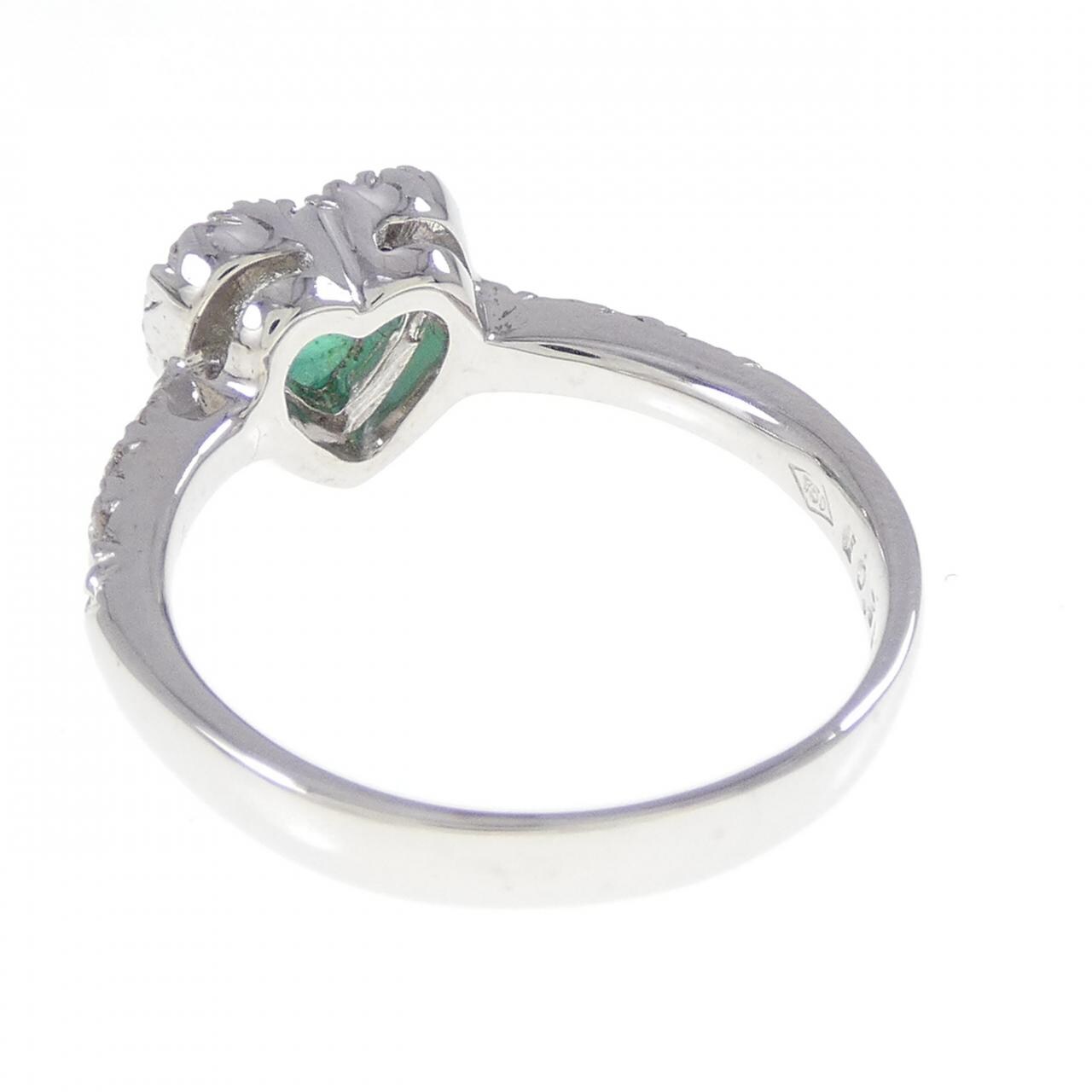 750WG ハート エメラルド リング 0.39CT
