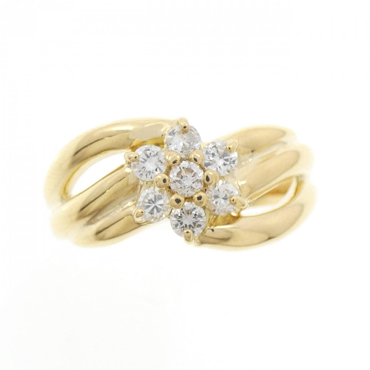 K18YG フラワー ダイヤモンド リング 0.32CT