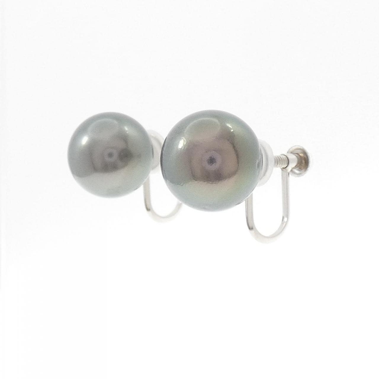 PT900 黒蝶パール イヤリング 11.3mm