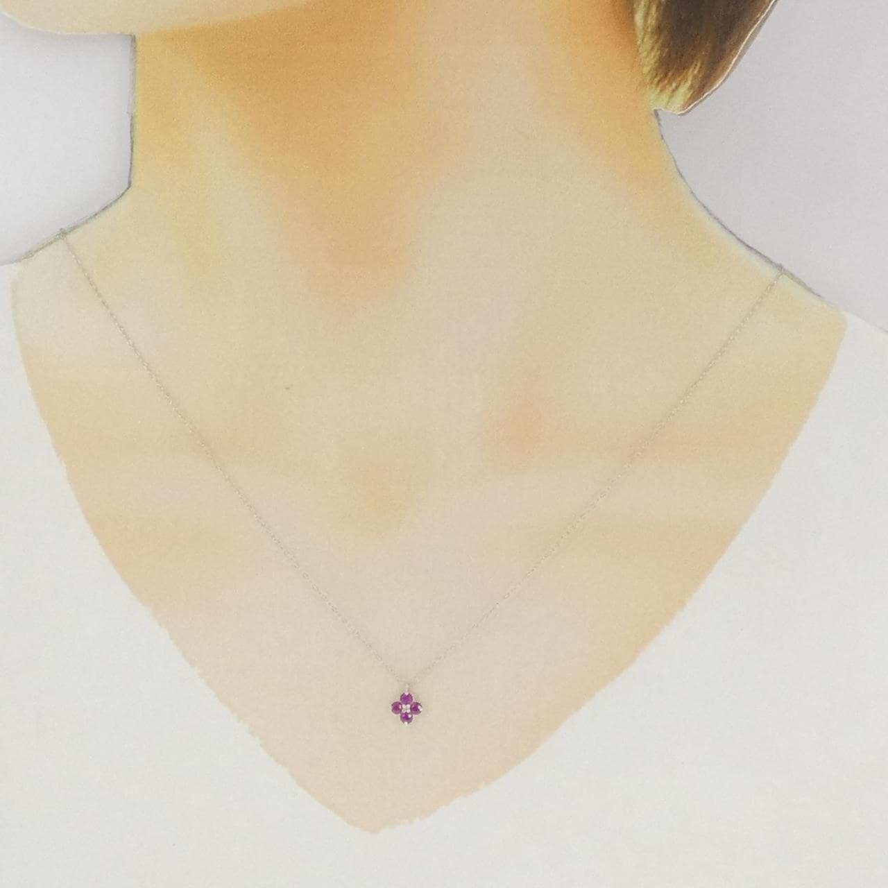 PT850 フラワー ルビー ネックレス