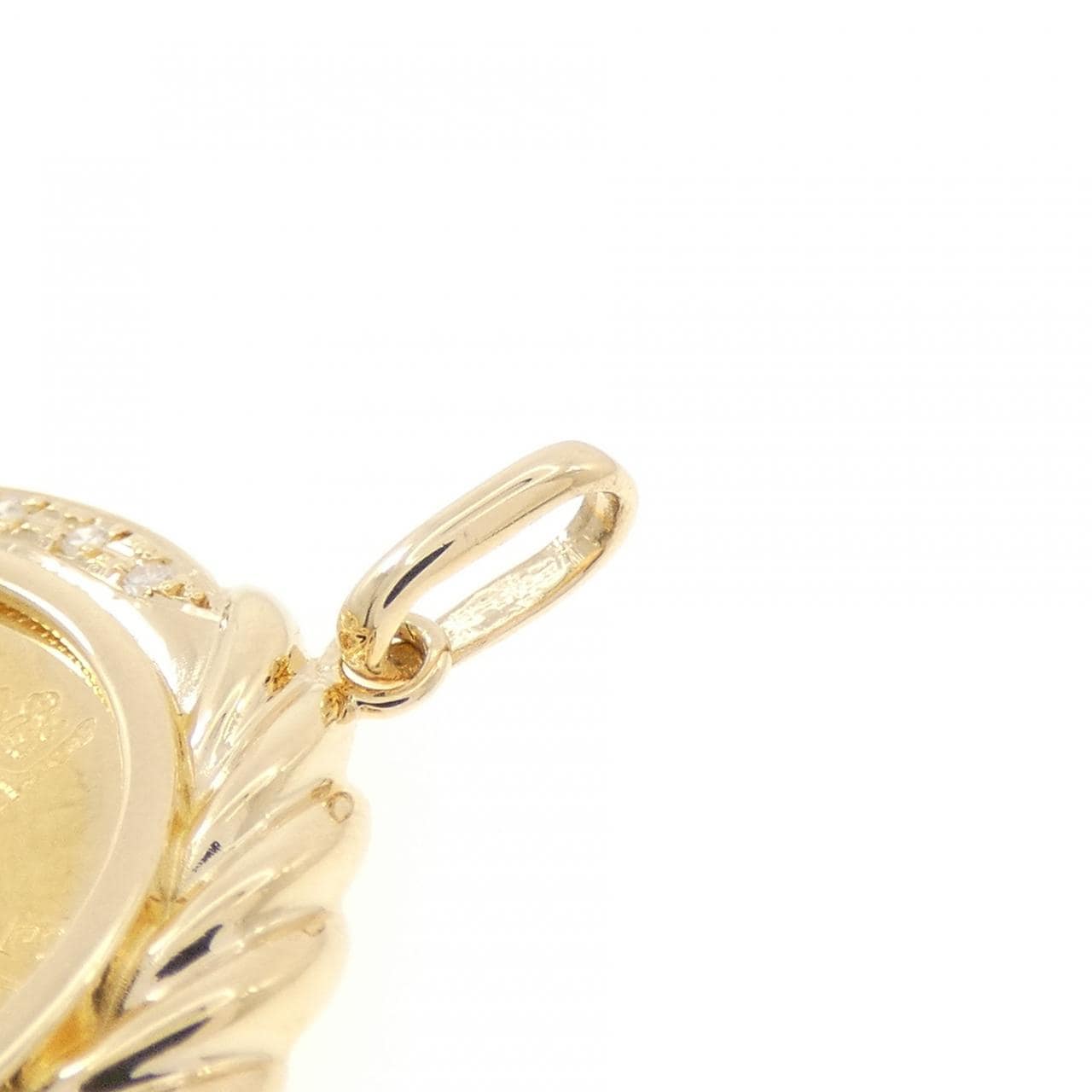 K18YG(枠) ダイヤモンド コイン ペンダント