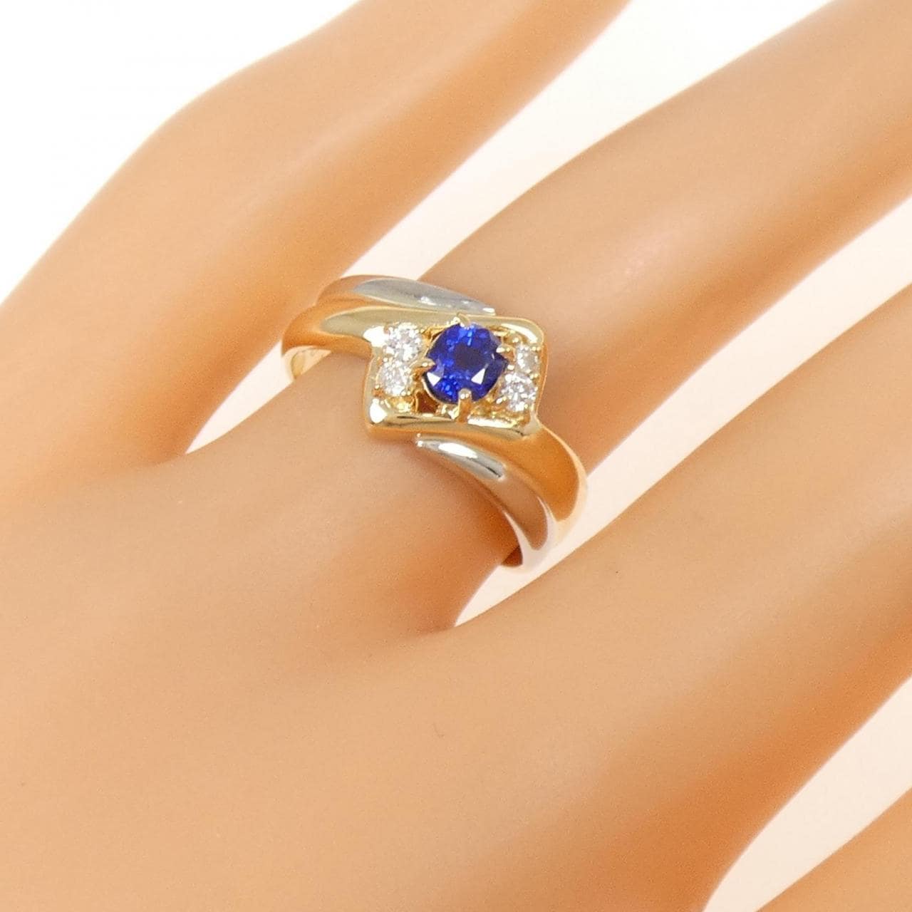 K18YG/PT900 サファイヤ リング 0.36CT