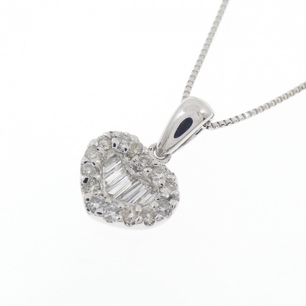 K18WG ハート ダイヤモンド ネックレス 0.13CT