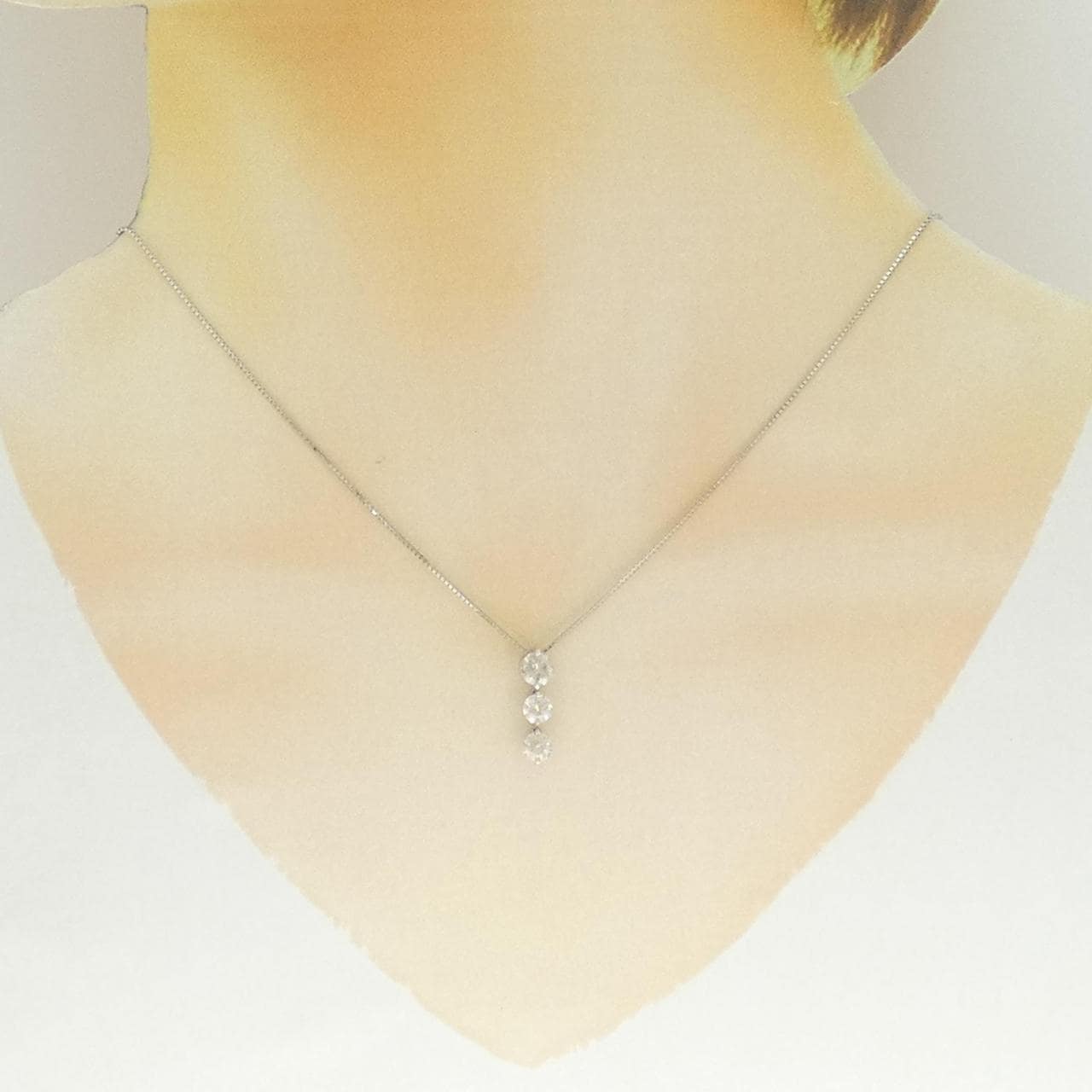 PT900/PT850 スリーストーン ダイヤモンド ネックレス 1.00CT