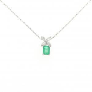 PT900/PT850 フラワー エメラルド ネックレス 0.46CT