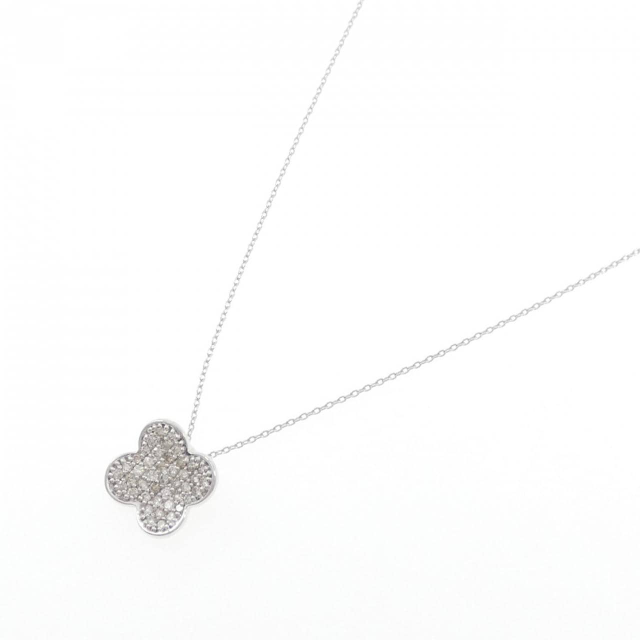 K18WG クローバー ダイヤモンド ネックレス 0.50CT