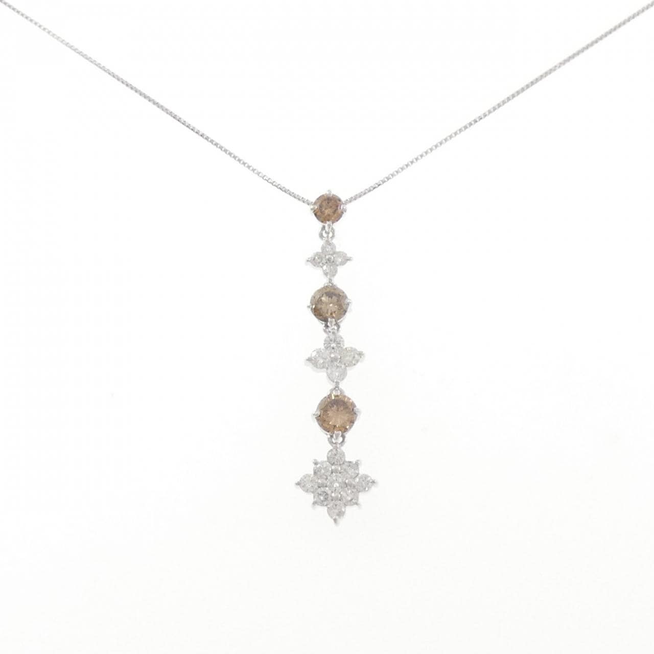 K18WG フラワー ダイヤモンド ネックレス 1.32CT