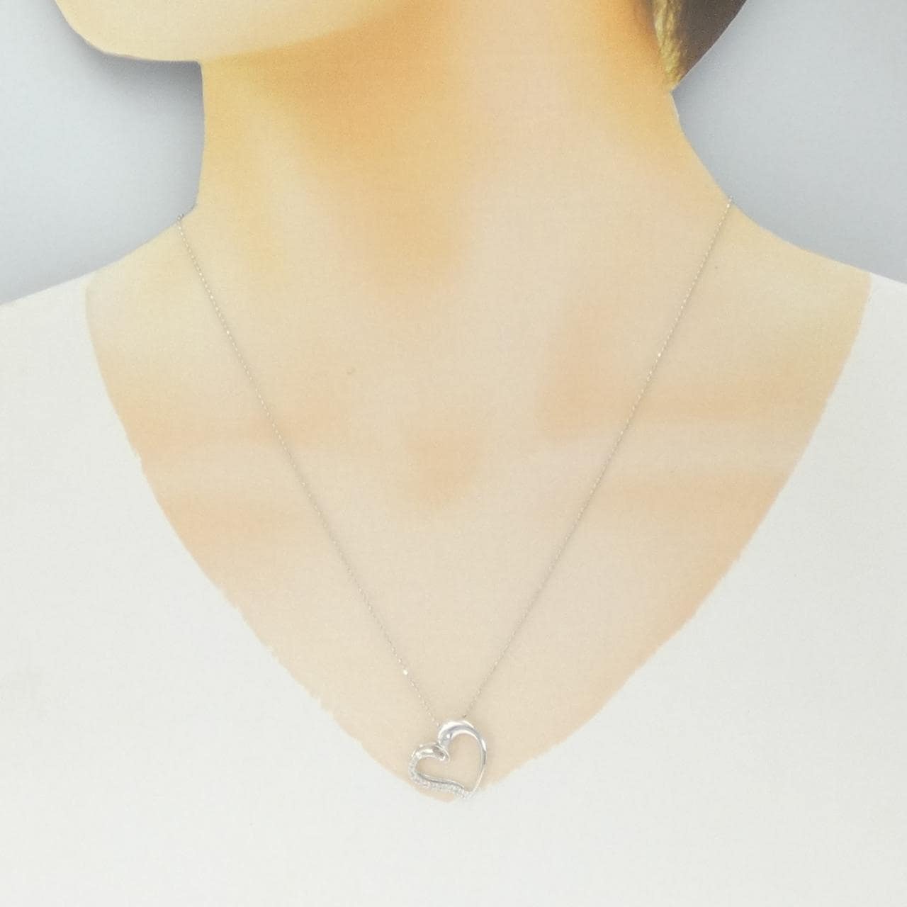 K18WG ハート ダイヤモンド ネックレス 0.07CT