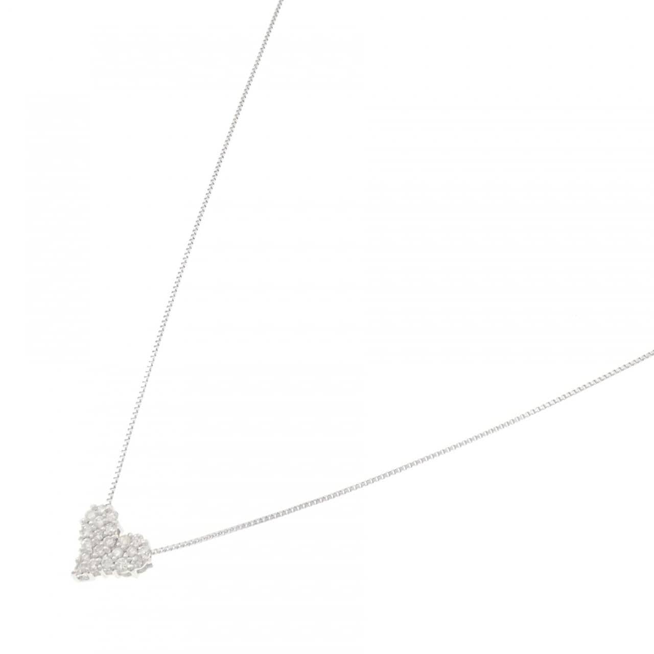 K18WG/K10WG ハート ダイヤモンド ネックレス 0.15CT