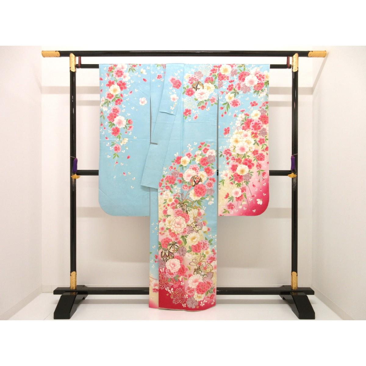 振袖　友禅金彩加工　刺繍入りボカシ染