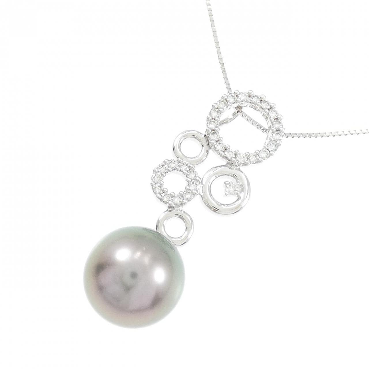 K18WG 黒蝶パール ネックレス 11.5mm