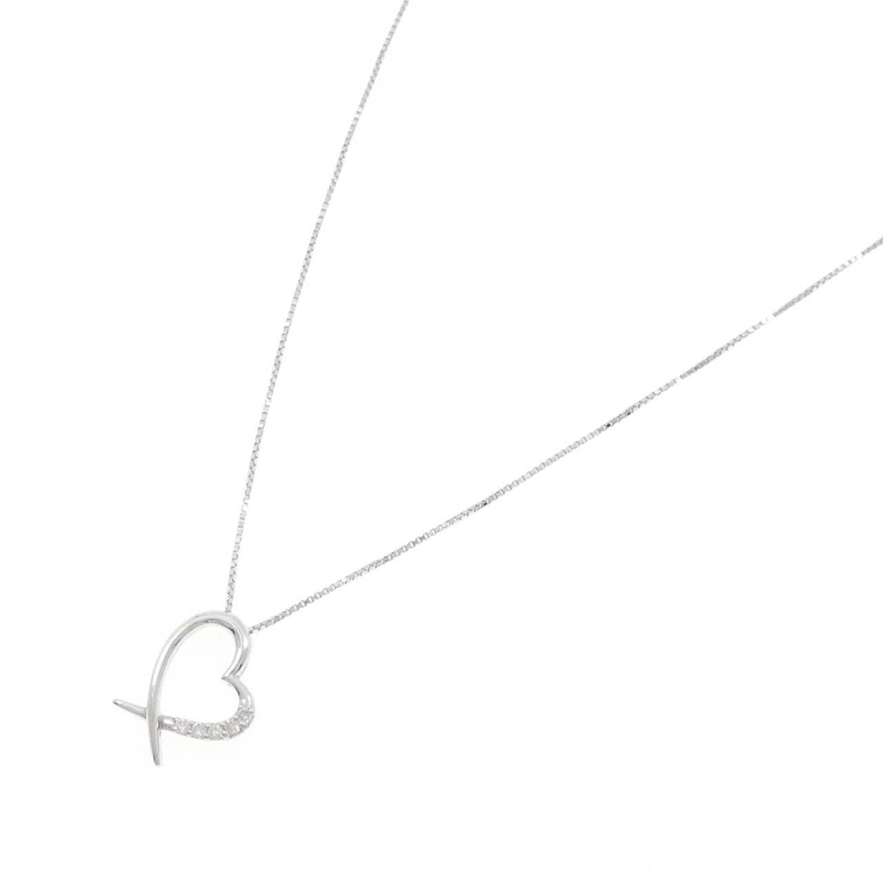 K10WG ハート ダイヤモンド ネックレス