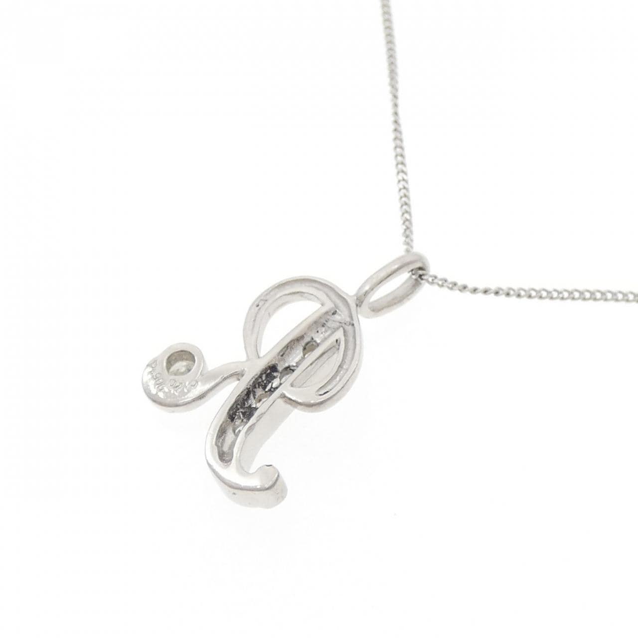PT900/PT850 イニシャルR ダイヤモンド ネックレス 0.10CT