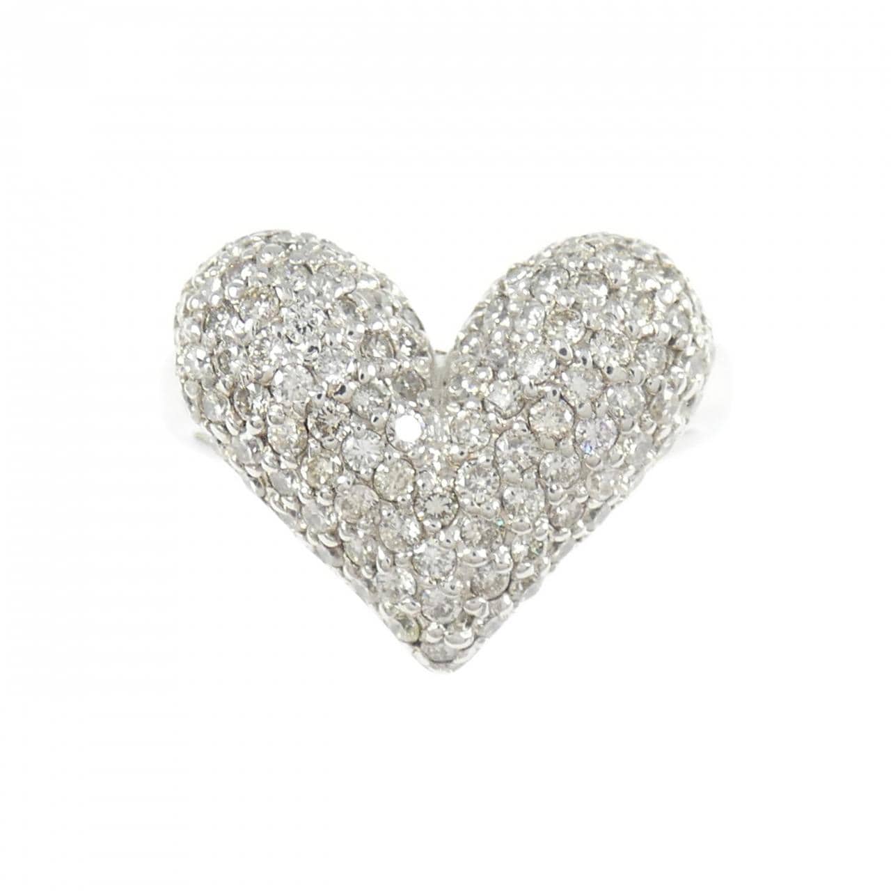 K18WG ハート パヴェ ダイヤモンド リング 0.75CT