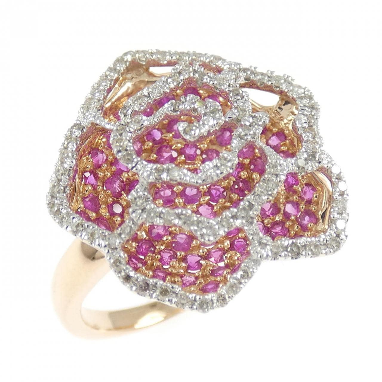 K18PG/K18WG ローズ ルビー リング 0.70CT