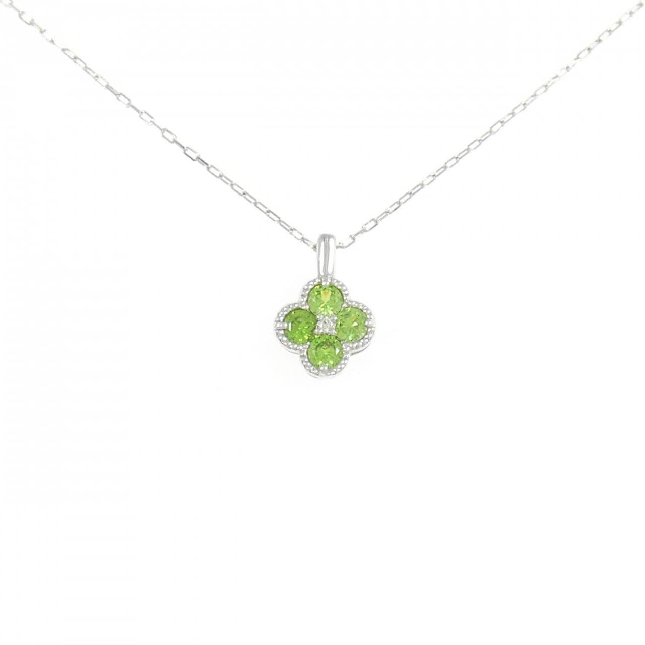 K18WG フラワー デマントイドガーネット ネックレス 0.41CT