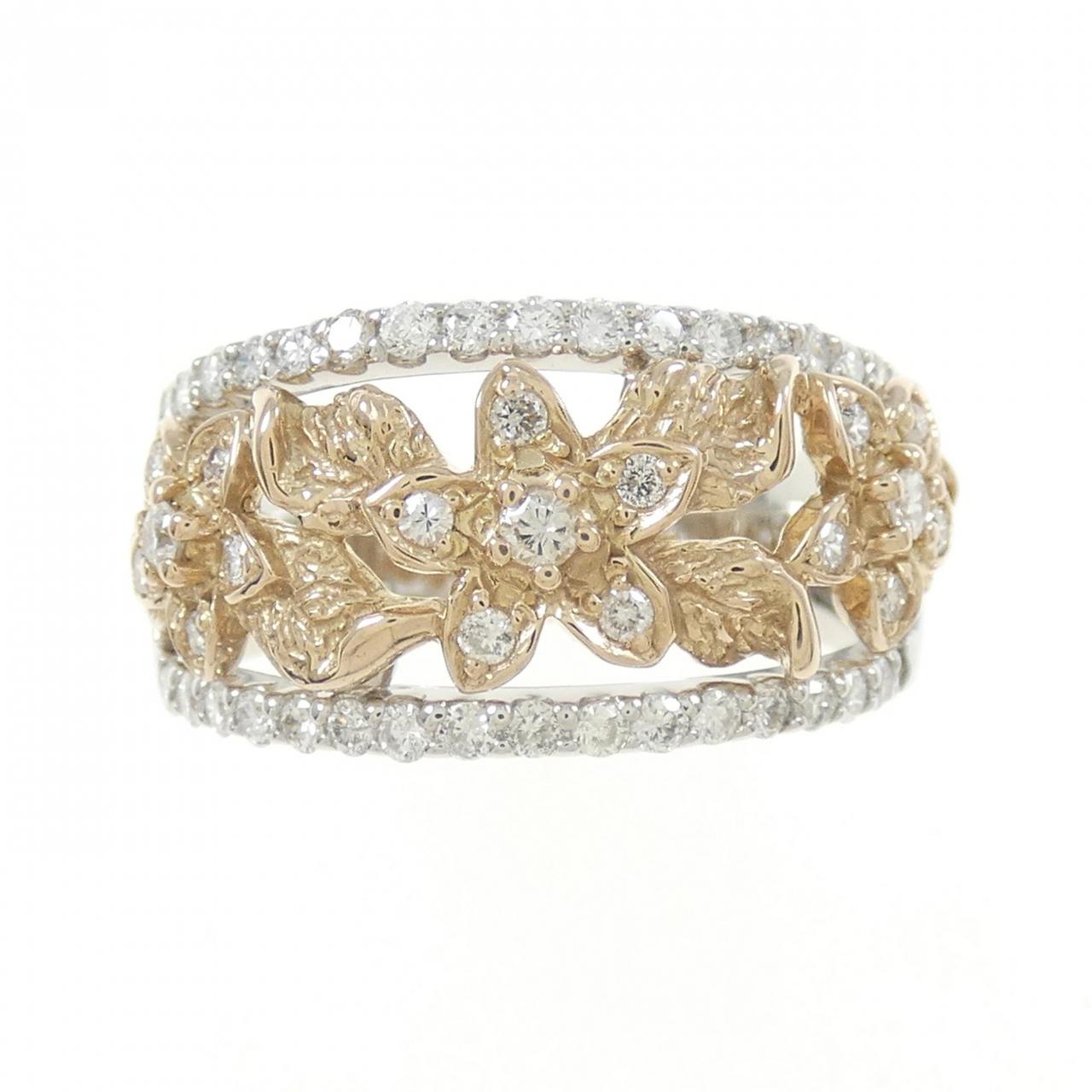 PT/18KPG フラワー ダイヤモンド リング 0.54CT