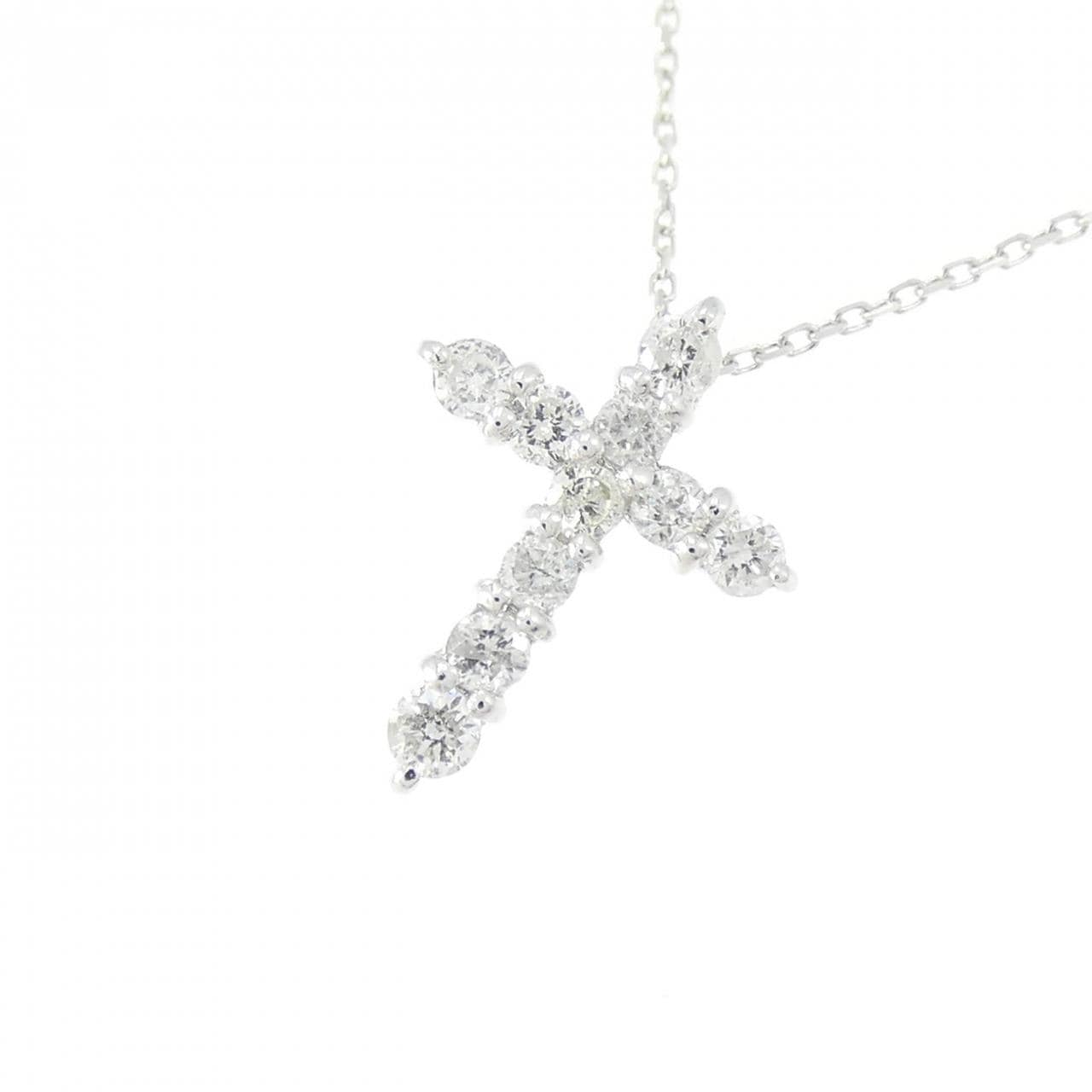 K10WG クロス ダイヤモンド ネックレス 0.2CT