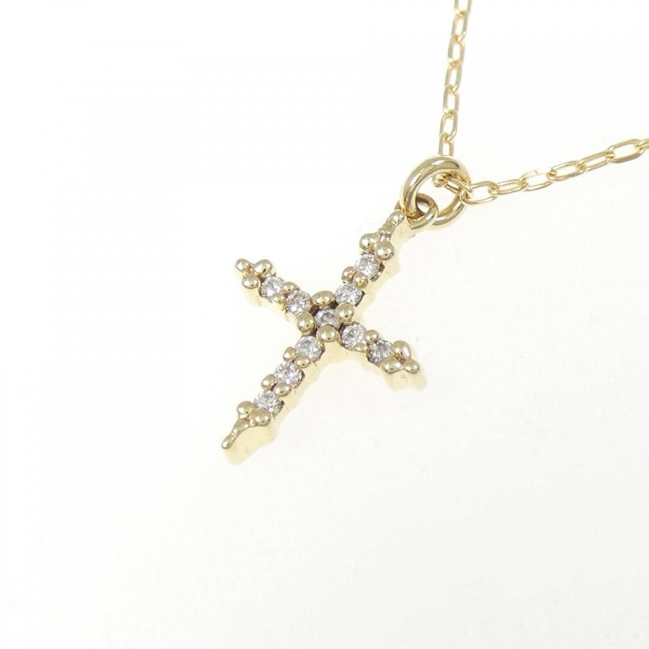 K10YG/K18YG クロス ダイヤモンド ネックレス 0.05CT