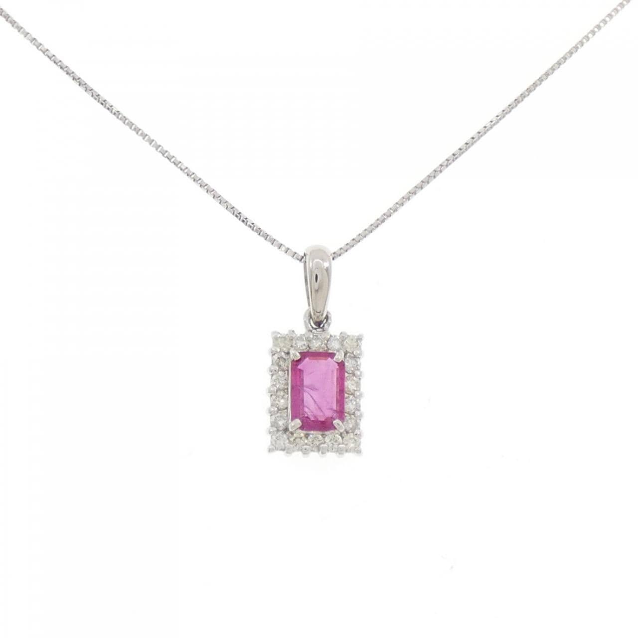 PT900/PT850 ルビー ネックレス 0.43CT