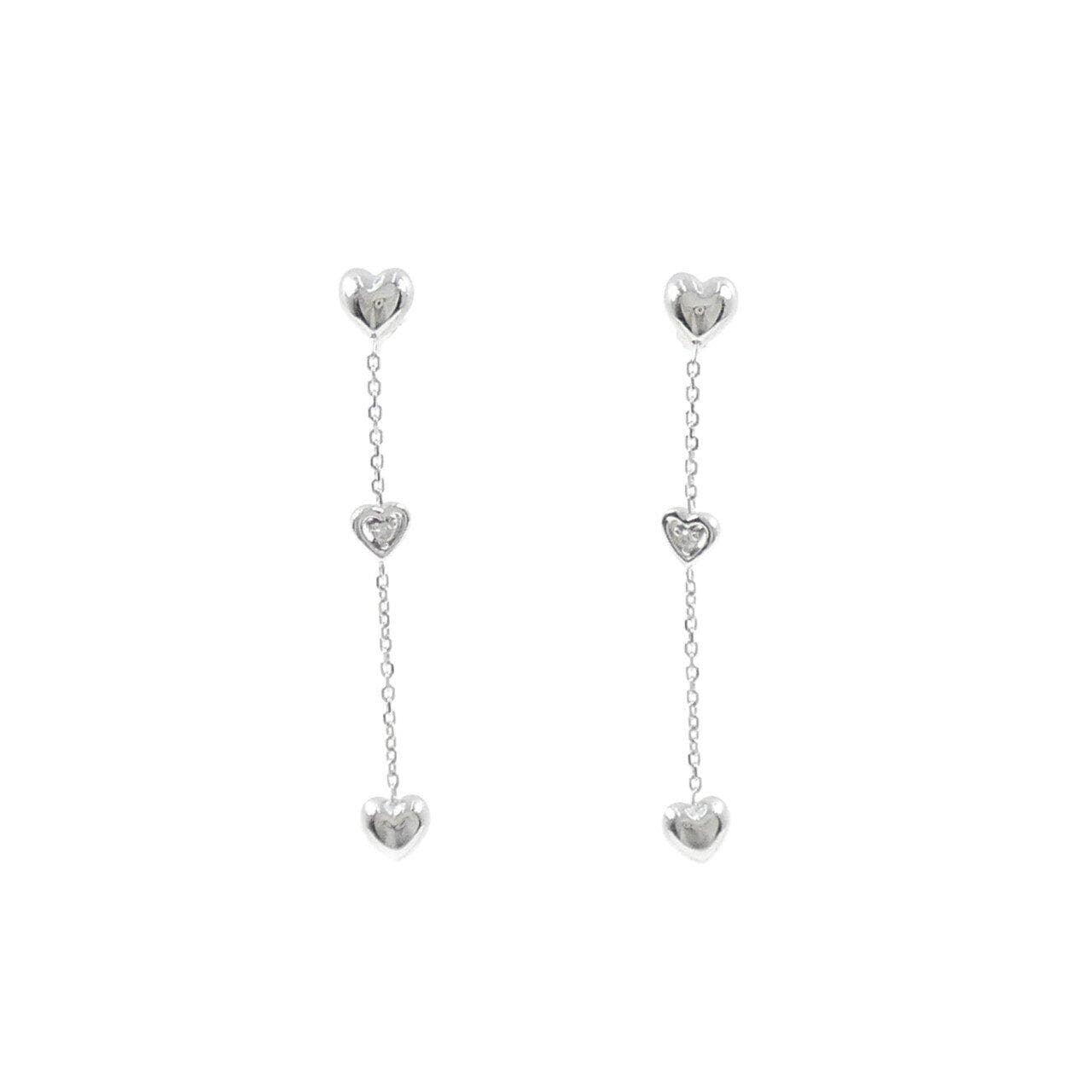 K18WG ハート ダイヤモンド ピアス 0.02CT