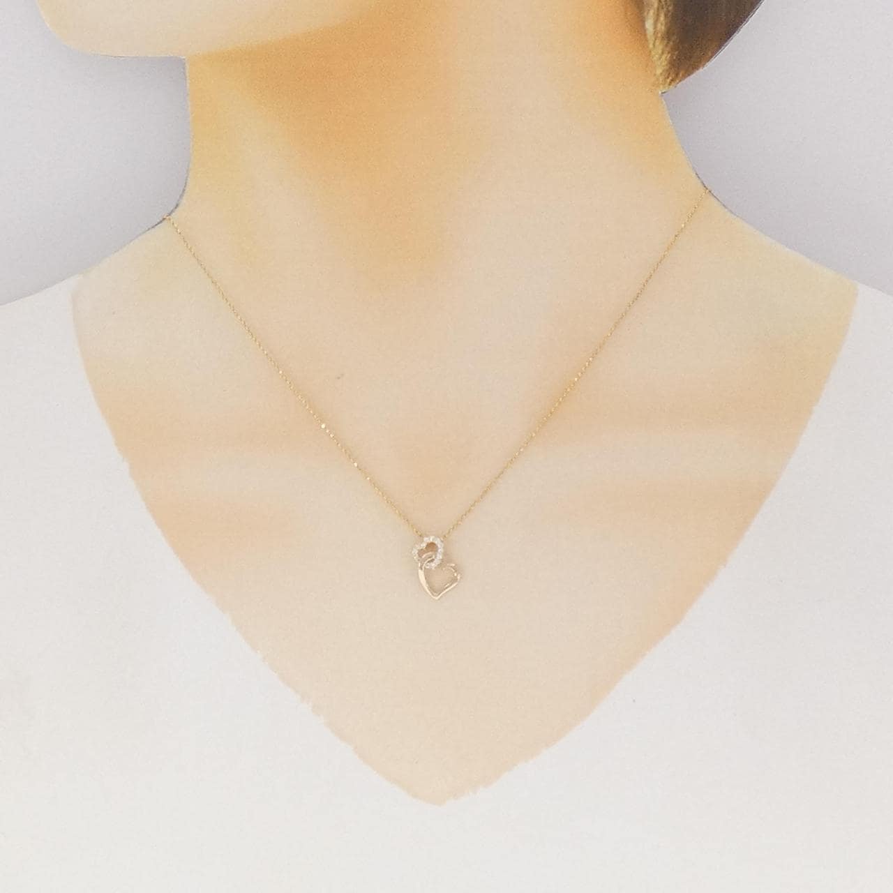 K18PG ハート ダイヤモンド ネックレス 0.06CT
