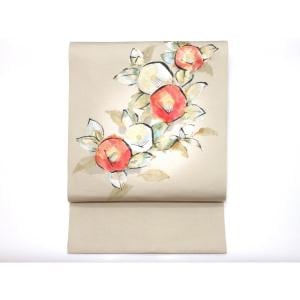 名古屋帯　塩瀬染帯　友禅金彩加工