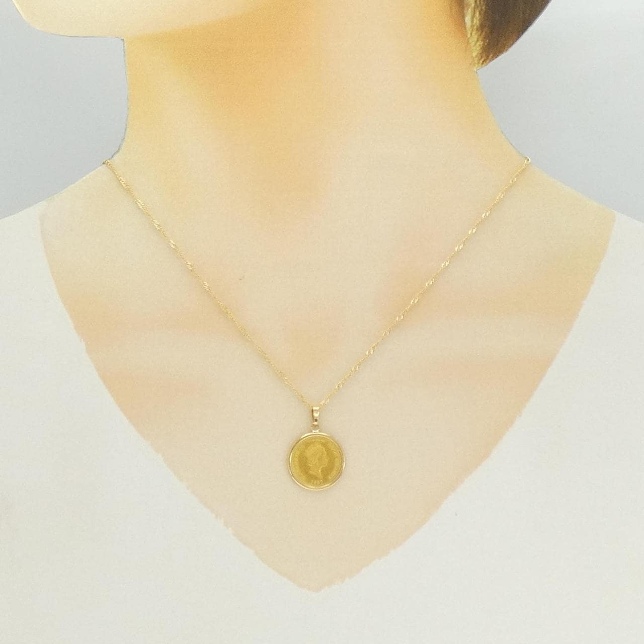 K18YG(枠) コイン ネックレス