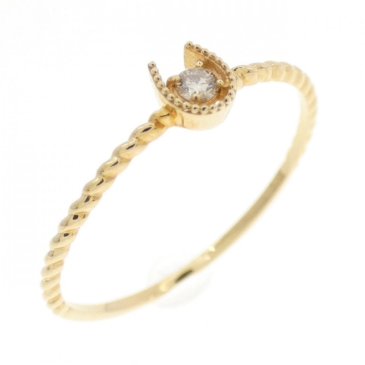 [BRAND NEW] K18YG Horseshoe Diamond Ring 0.03CT