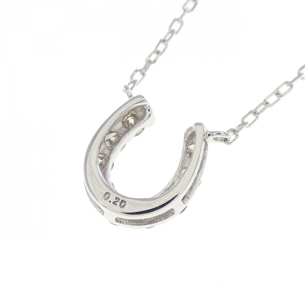 K10WG ホースシュー ダイヤモンド ネックレス 0.20CT