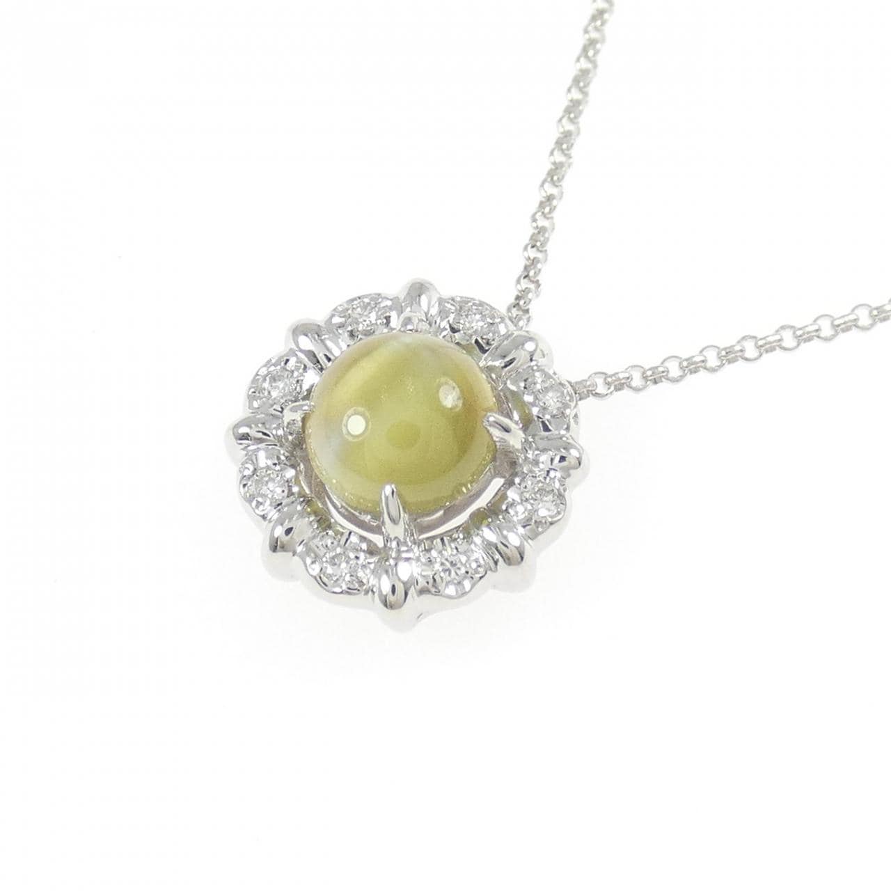 PT900/PT850 クリソベリルキャッツアイ ネックレス 1.25CT