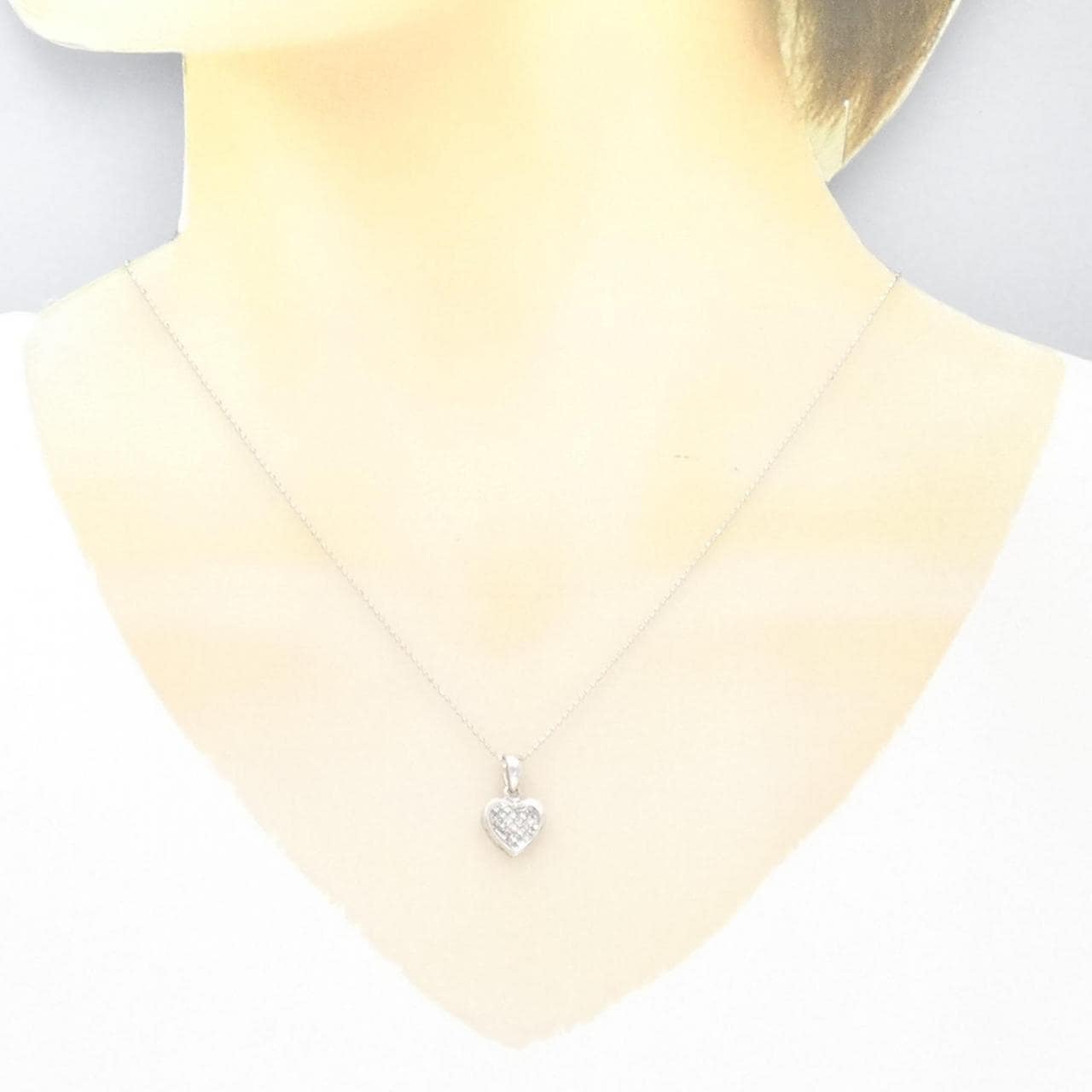 K18WG ハートダイヤモンド ネックレス 0.16ct - ネックレス