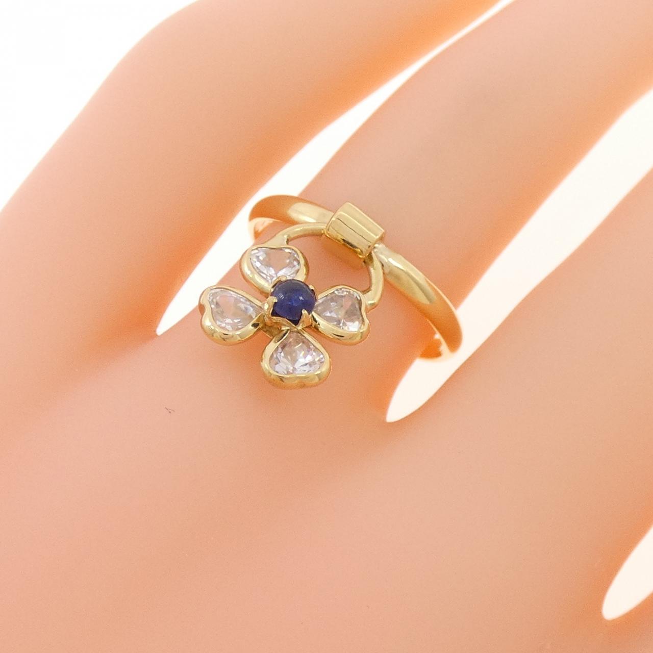 750YG Clover Sapphire Ring