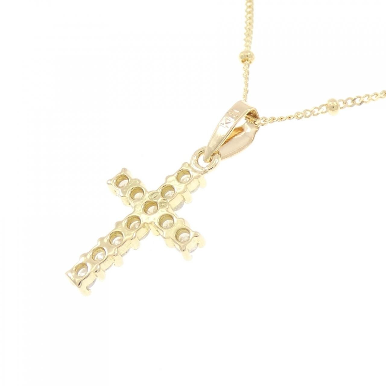 K18YG cross Diamond necklace 0.3CT