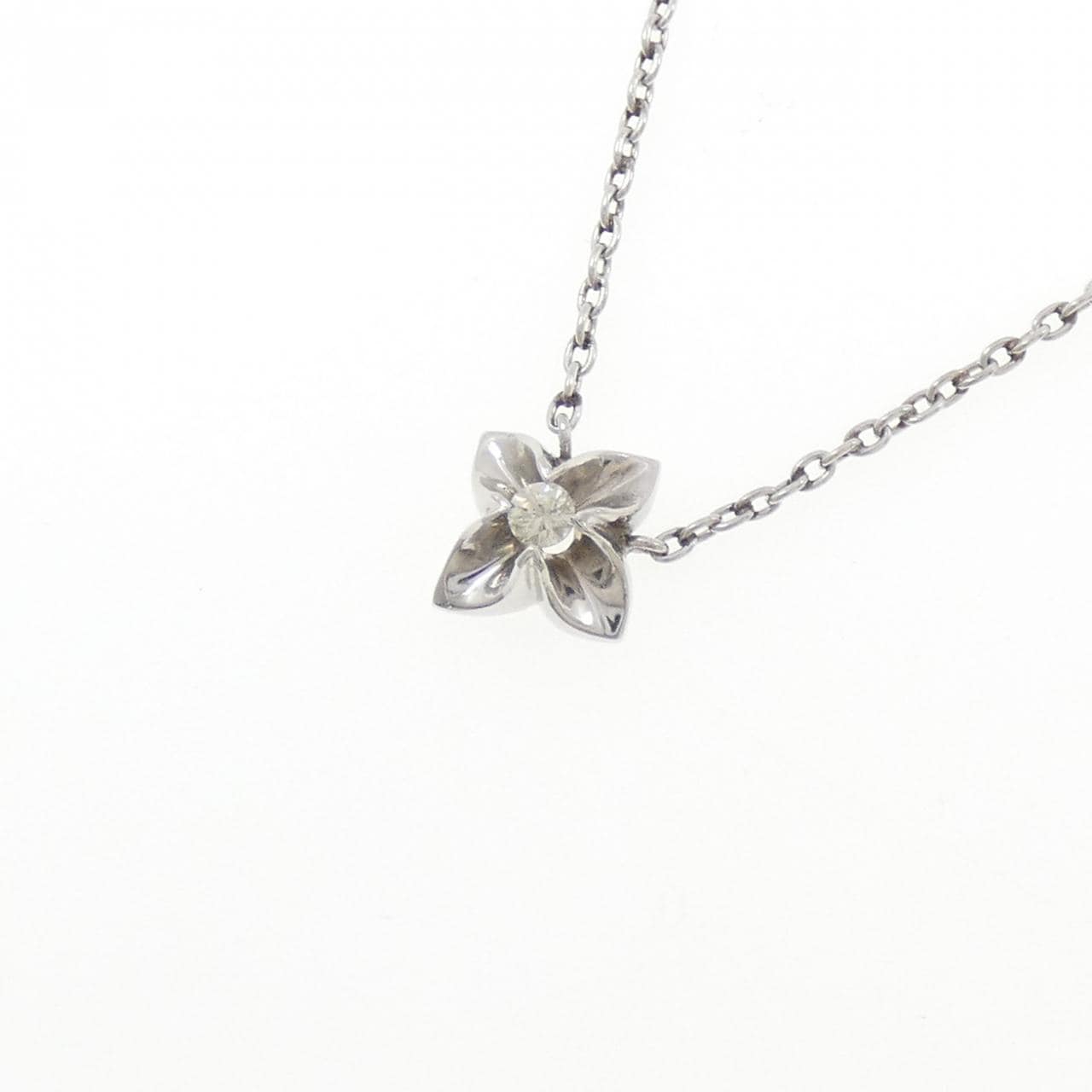 PT850 フラワー ダイヤモンド ネックレス 0.07CT