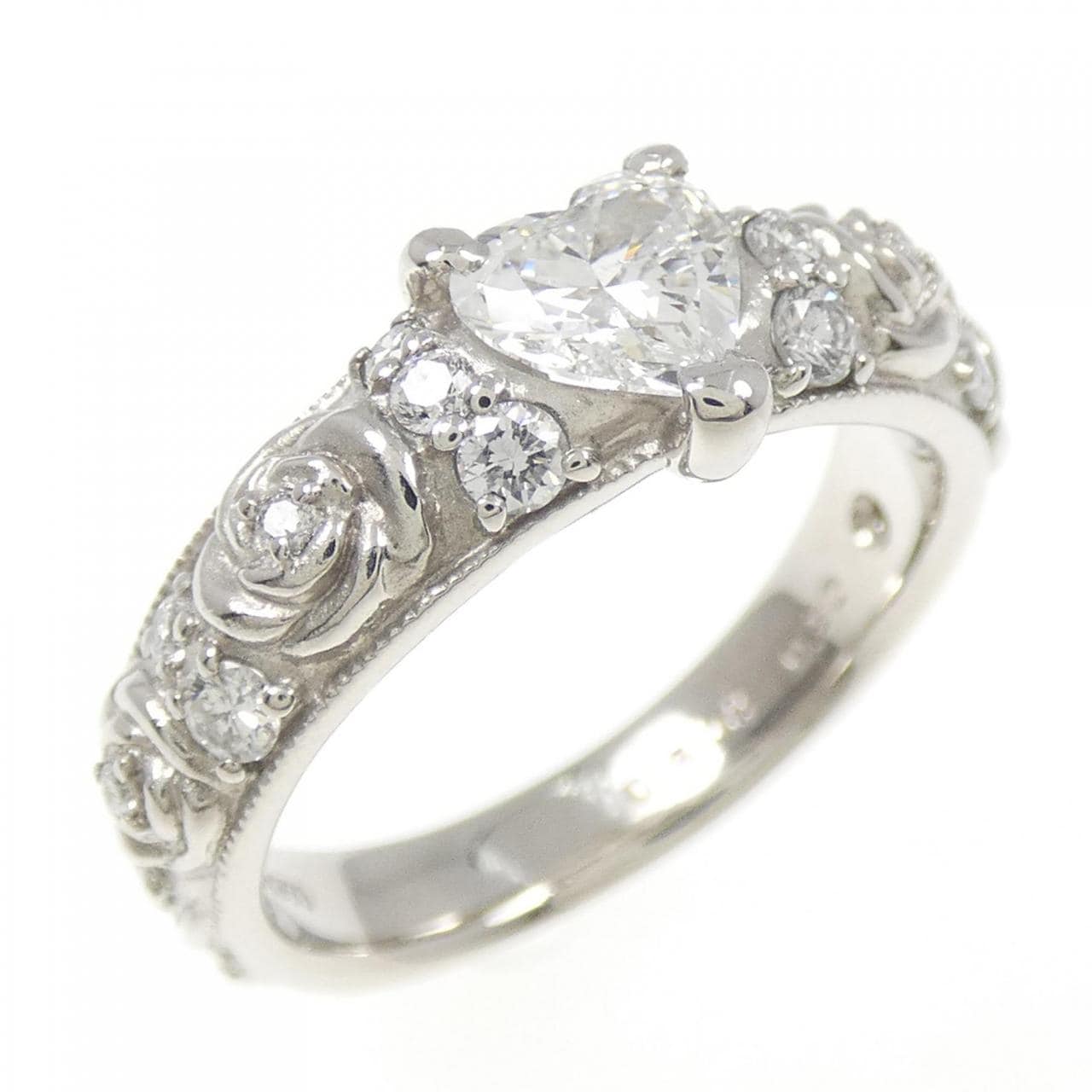 PT950 ダイヤモンド リング 0.504CT G SI2 ハートシェイプ