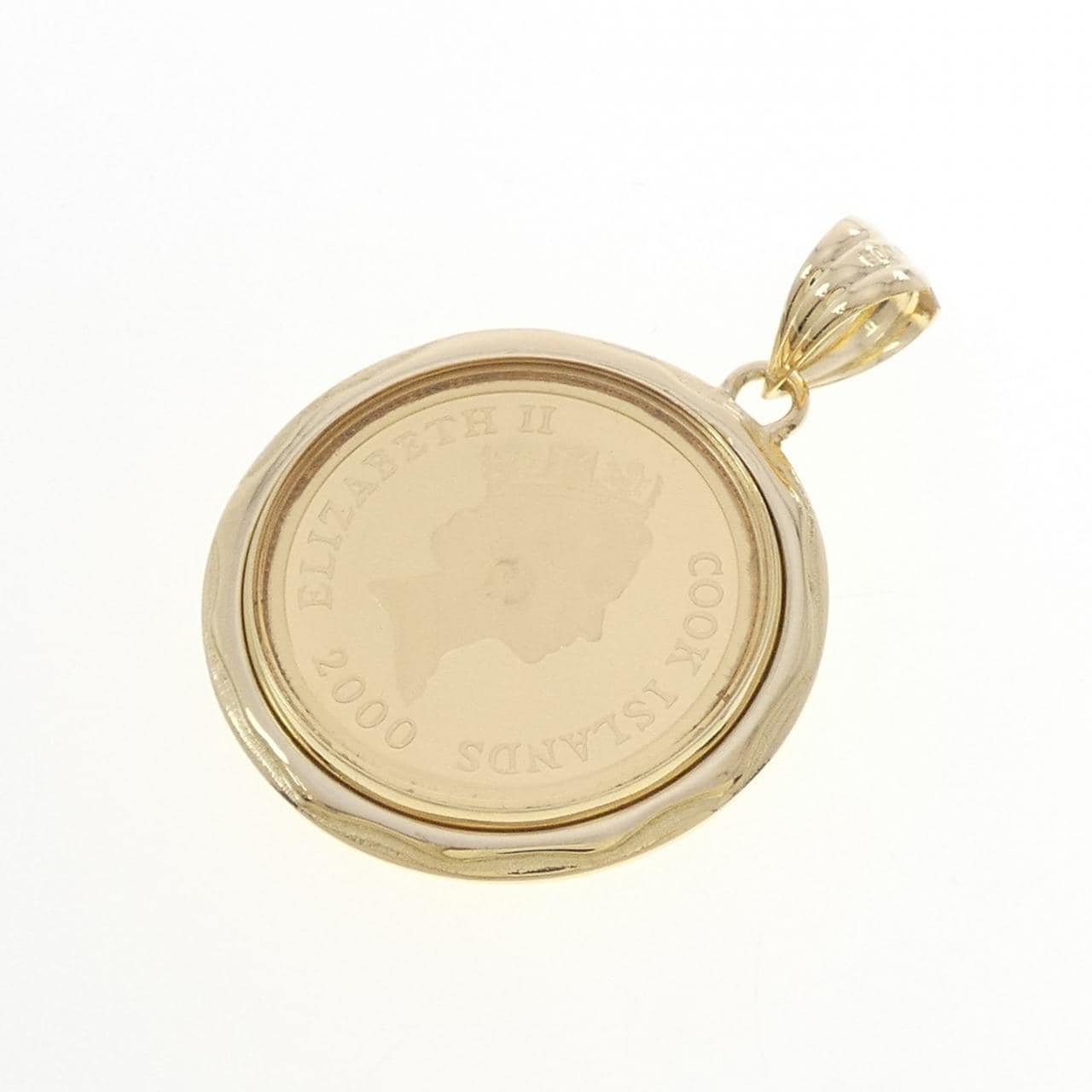 18KYG(枠) ダイヤモンド コイン ペンダント 0.08CT