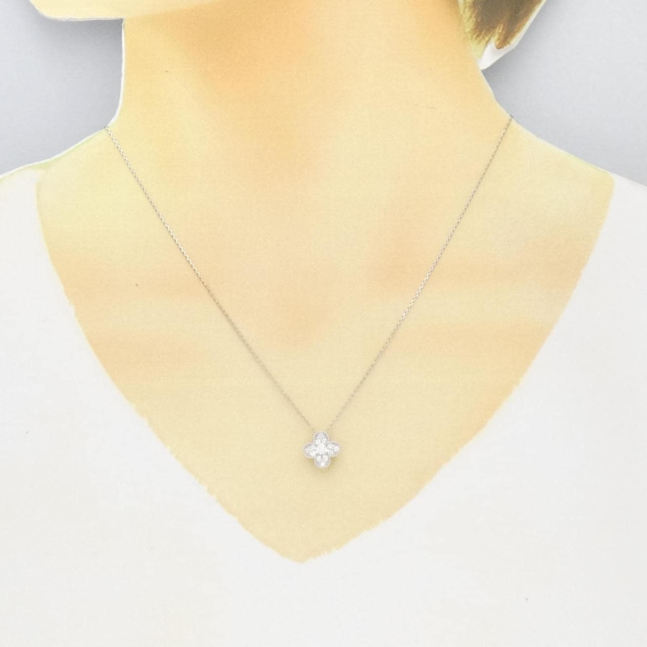 K18WG flower Diamond necklace 0.25CT