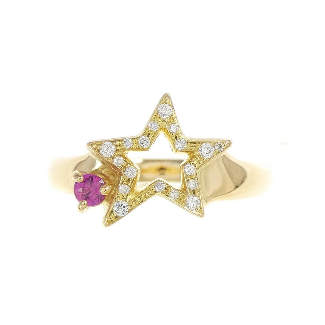 K18YG スター ルビー リング 0.08CT