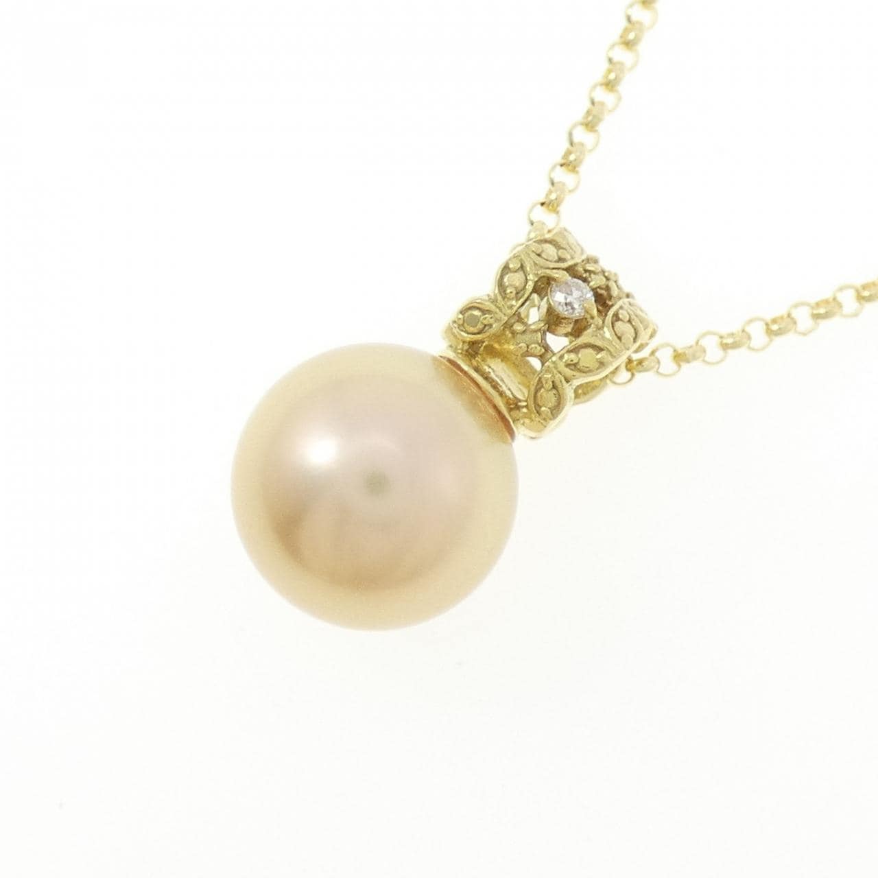 K18YG 白蝶パール ネックレス 10.9mm