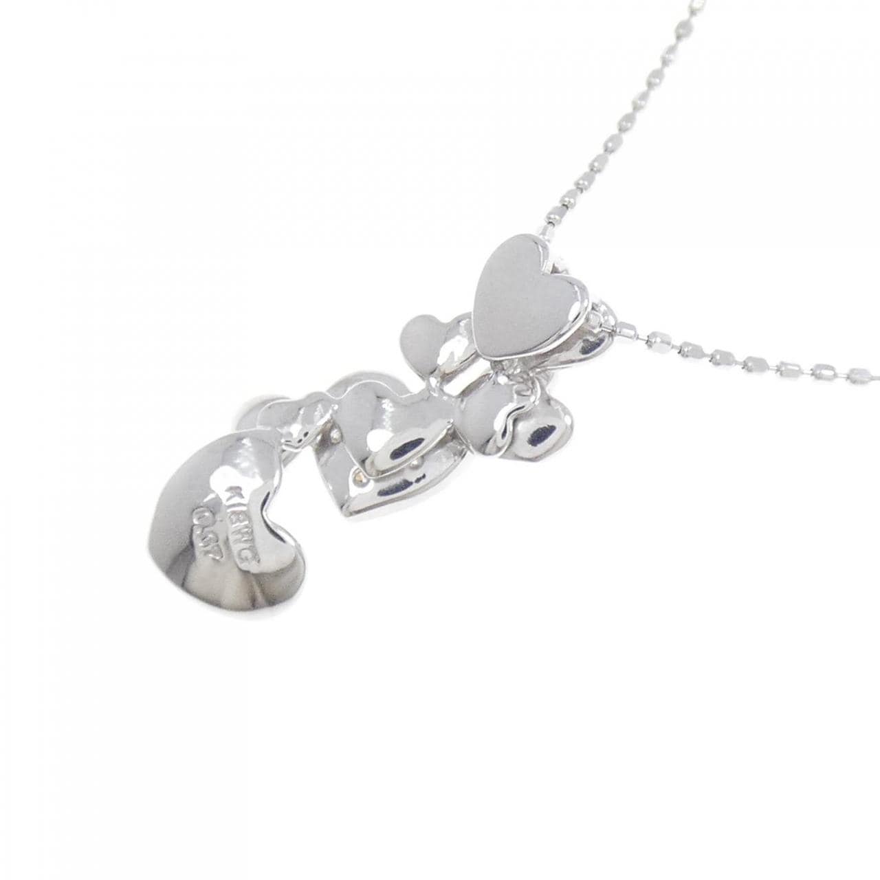 K18WG heart Diamond necklace 0.07CT