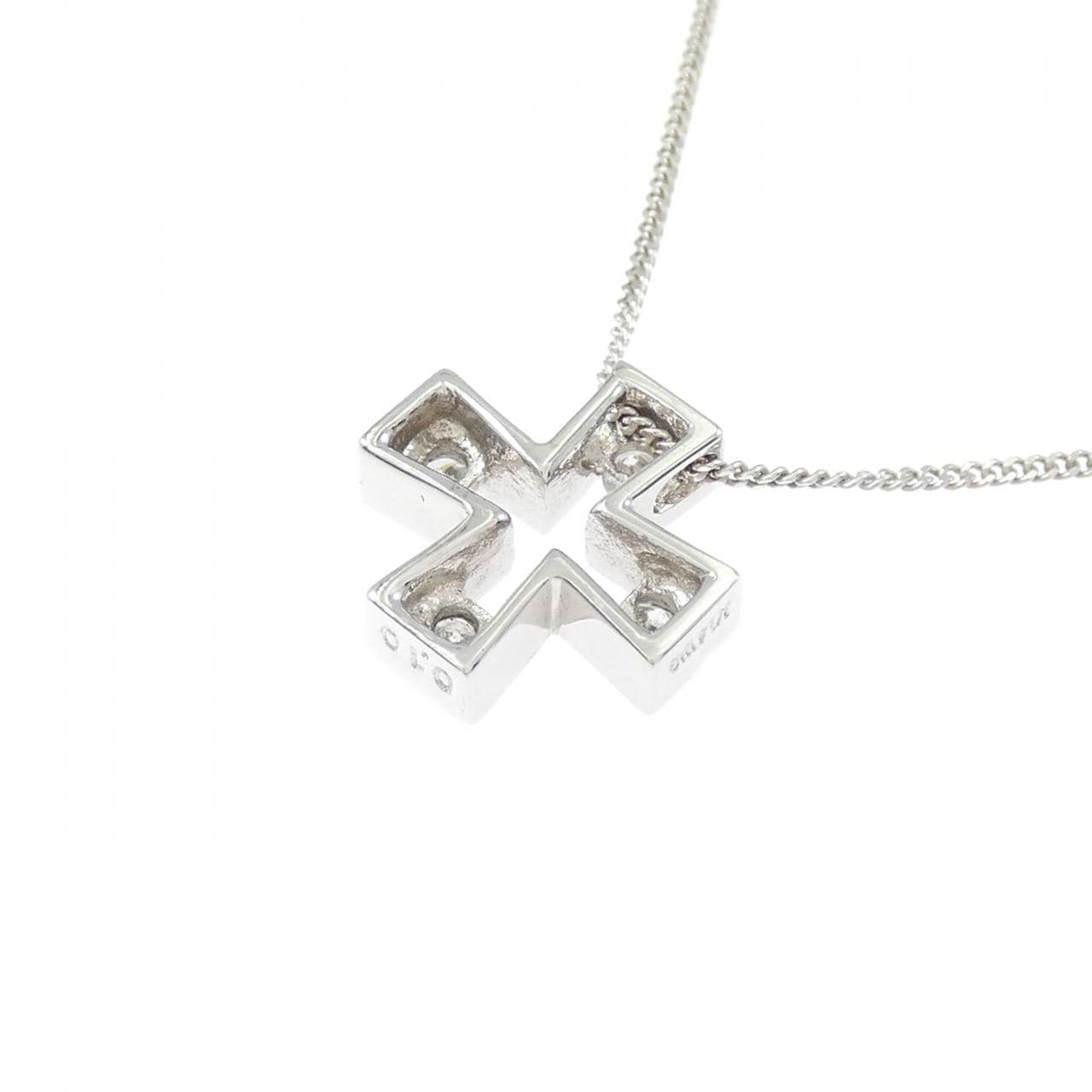 K14WG クロス ダイヤモンド ネックレス 0.10CT
