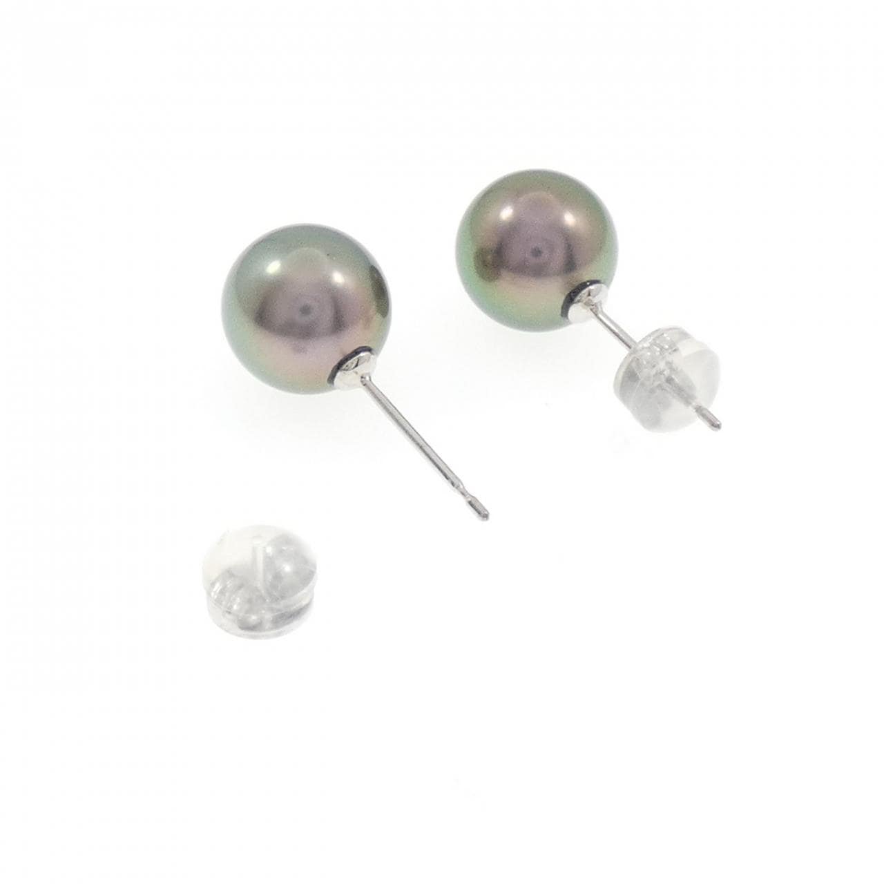 K14WG 黒蝶パール ピアス 9.5mm