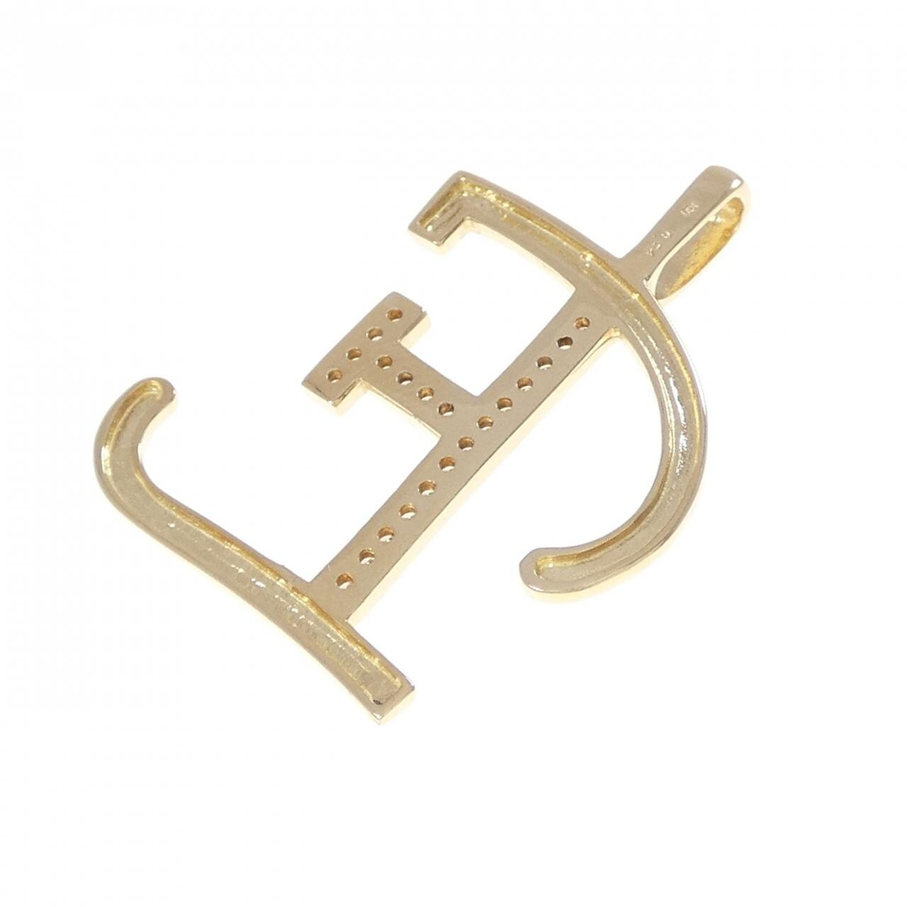 K18YG イニシャルE ダイヤモンド ペンダント 0.14CT